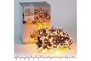 ‎ECD GERMANY ECD Germany LED Cluster Lichterkette 8m 400 LEDs Extra Warmweiß, 8 Modi, Strombetrieb, IP44 Wasserdicht, Innen- und Außen, Weihnachtsbeleuchtung Weihnachtsbaum Clusterlichterkette Büschellichterkette