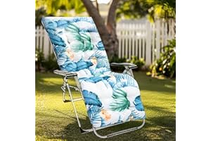 GOZYLA High Back Sun Lounger Replacement Cushion: 170x53 cm Padded Soft Non Slip Ties Outdoor Indoor Use for Reclining Garden Chair Patio Beach Porch Furniture