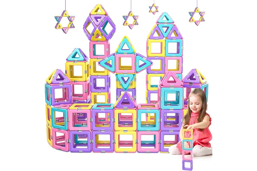 COOLJOYA Magnetic Buildings for Kids, Magnets Kids Montessori Games 3 4 5 6 7 8 Years Old, 40 Pieces Magnetic Blocks Magnetic Building Toys, STEM Educational Gift (2024)