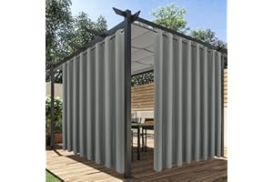HolidayIdeas Extra Wide Outdoor Curtains for Patio Waterproof, 2 Panels - 110 x 95 Inch - Privacy & Light Filtering Curtains Grommet Outside Curtains for Porch, Gazebo, Pergola, Backyard (Grey)