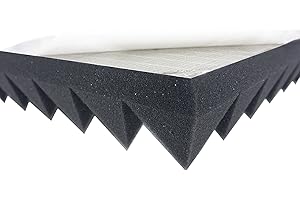 Akustikpur Akustikschaumstoff Pyramidenschaumstoff SELBSTKLEBEND - Schalldämmmatten zur effektiven Akustik Dämmung, ca. 49 cm x 49 cm x 5 cm