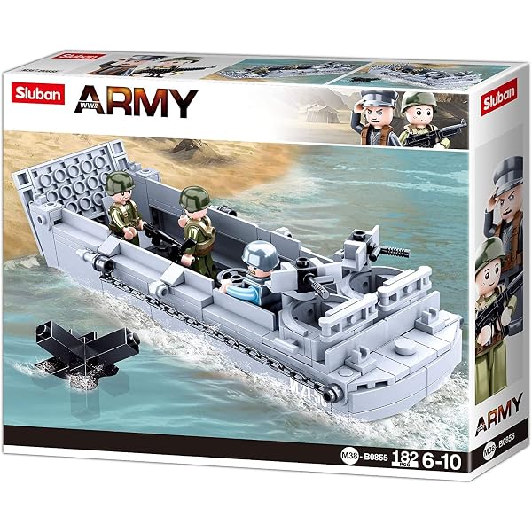 Sluban Sluban SL07124, WWII – Mini kit de construction de canon (77 pièces) [M38-B0678C], kit de jeu, blocs de serrage, soldats, avec figurine, armée WWII, multicolore, 4 ans