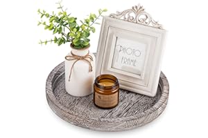 Hanobe Okrągła drewniana taca na świece: rustykalny drewniany świecznik, stojak na słupki wybielające, podstawa, do salonu, stolika kawowego, centralny element do kuchni, łazienki, wystrój domu, 30 cm