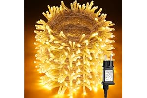 BrizLabs Łańcuch świetlny LED, 100m, 1000 diod LED, wodoszczelny, 8 trybów pracy, przezroczysty kabel, ciepła biel