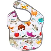 baby Food Apron Zoo with Yorni Leak Proof Pockets and Neck Velcro