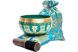Himalayan Bazaar Tibetische Klangschalen-Set mit Tasche, einfach zu spielen, authentische Handarbeit, Achtsamkeit, Meditation, ganzheitlicher Klang, 7 Chakra-Heilungsgeschenk