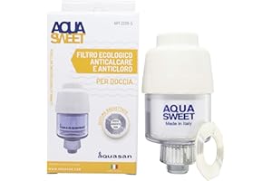 Aquasan Aquasweet Filtre anti-chlore pour douche, régule le pH élimine le chlore irritant, métaux lourds, filtre à eau remplaçable, adapté à tout robinet flexible et pommeau de douche