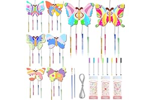 TOPJOWGA 54 Pezzi Farfalla Campana a Vento, Campanelli Eolici Legno, Artigianato a Farfalla in Legno, Campanello a Vento in Legno, Campanelli Eolici Fai da Te per Bambini