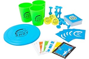 Fizz Creations Trick Shot The Game. Incluye Todo lo Que Necesitas para Practicar el Tiro Incluye Vasos apilables, Pelotas de Ping Pong, Dardos Adhesivos, Disco de Lanzamiento y Tarjetas de