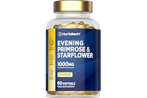 HORBÄACH Evening Primrose and Starflower Oil Capsules 1000mg | with Vitamin B6 | 60 Softgels | Rich Source of Omega 6 GLA & 9 Oleic Fatty Acids | by Horbaach