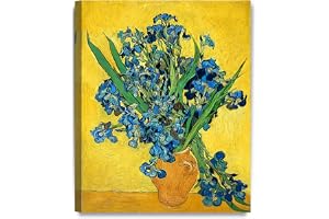 DECORARTS - Irises Vase Flower, Vincent Van Gogh Art Reproduction. Giclee Canvas Prints Wall Art for Home Decor 20x16