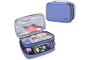 Luxja Rangement d'aiguilles et Fils, Organisation d'accessoires de Couture, Trousse Dex Ciseaux, règles, Fils, et d'autres Accessoires (Pas D'ACCESSOIRES Inclus), Petit/Bleu