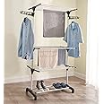 Vivo Technologies Clothes Drying Rack 4-Tier Folding Clothes Airer,Metal Laundry Drying Rack Collapsible Clothes Rack, Indoor-Outdoor with Foldable Wings Dryer Hanger Rack Black