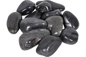Amogeeli 460 g Natural Raw Stones for Garden Home Decoration, Irregular Black River Stone Rock for Pot Vase Crafts DIY