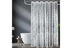 EurCross Antischimmel Duschvorhang 180x200 mit 3 Stärkere Magnete Unten,Transparent mit 3D Kieselsteinen Muster, Wasserdicht Eva Plastik Dusch Vorhang für Badewanne mit 12 Ringe