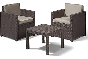 Allibert 188813 Lounge Set Victoria Balcony Set, Rattanoptik, Kunststoff, braun