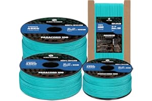 Kamu Synber 2mm Paracord 15M 100% Nylon Corda Paracadute 1 Fili Tipo I per Sopravvivenza, Esterno, DIY | Supporto 45kg | Turchese