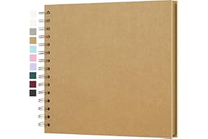 Yopih Álbum de Fotos Scrapbooking DIY 20,5x20,5 cm Papel Kraft Rígido con 20 Hojas, Libro de Recuerdos Fotográficos, Marrón