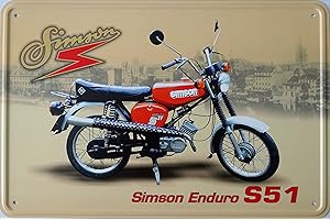 VIELESGUENSTIG-2013 Blechschild Schild 20x30cm gewölbt - Moped DDR Simson S51 Enduro