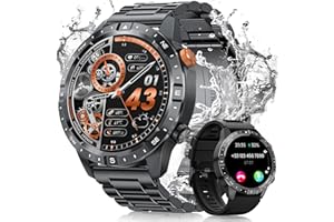 BANLVS 2024 Reloj Inteligente Hombre, 1.43" AMOLED Smartwatch con Llamadas, Pulsómetro SpO2 Monitor Sueño, Podómetro, 450mAh IP68 Impermeable Pulsera Actividad 70+ Modos Deportivos Android iOS Negro Metálico