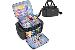 CURMIO Nähzubehör Tasche, Nähsets Aufbewahrungstasche, Nähaufbewahrung für nadeln, schere, maßband, faden und andere nähen zubehör, (KEINE Zubehör enthalten), Schwarz