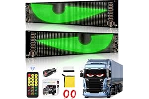 SCZND 2 Stück Led Augen für Lkw Devil Eyes Augen für Auto 10 * 35cm Led Matrix Panel IP65 Wasserdicht Anzeige Programmierbar mit APP-Steuerung und Fernbedienung für Laufschrift Weihnachten Deko