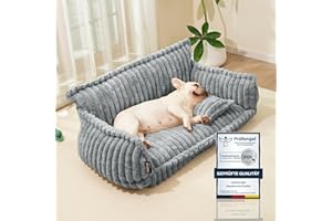 noviclass® Hundesofa Chaffar Hundebett | Orthopädische Matratze | Moderner Stil | Cord-Design Größen (Lichtgrau, L (100cm))