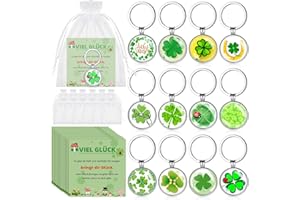 Kasyat 12 Sets Geschenke inklusive 12 Schlüsselanhänger 12 Karten 12 Organzasäckchen für Abschied Danke Weihnachten Silvester Kollegen Freunde