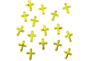 OBLIQUE UNIQUE Lot de 150 confettis en forme de croix pour scrapbooking, décoration de table - Baptême or