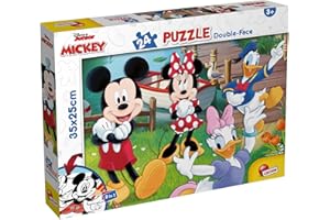 LISCIANIGIOCHI Lisciani - Puzzle Disney - Mickey MaxiPlus - Puzzle 24 Pièces Double Face pour Enfants dès 3 Ans - Verso à Colorier - 25x35 cm - Activité Créative - Jeu Éducatif - Idée Cadeau Anniversaire