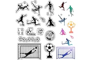 craspire Tampons Transparents de Football Athlètes de Football Clôtures de Coupe de Football Réutilisables Rétro Transparents en Silicone pour Bricolage, Fournitures de Scrapbooking, Journalisation