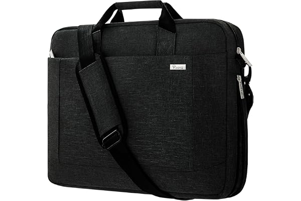 Voova Grand Sacoche pour Ordinateur Portable 14 15 15.6 16 pouces 30% de Capacité en Plus Compartiments Durable Épais Imperméable peut être Placé sur la Valise Noir