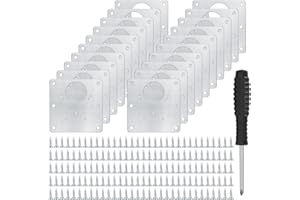 HEXINYIGJLY 20 soportes de reparación de bisagras, con 160 tornillos y destornillador, placas de reparación de acero inoxidable para armarios de cocina y puertas