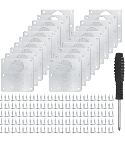 12-Pack Hinge Repair Plates – Brushed Stainless Steel With 72 Screws & Screwdriver For Cabinet Door Fixing
