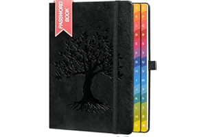 ‎ZXHQ ZXHQ Passwortbuch mit bunten alphabetischen Tabs, 21,3 cm x 14,7 cm Hardcover-Passwort-Organizer für die Verwaltung von Internet-Webseiten-Adressen und Logins - Schwarz