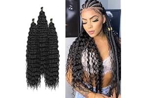 MATSIZEN 3 Paquetes de Pelo de Crochet Ondulado Profundo 24 Pulgadas Extensiones Pelo Natural Rizado Ondulado Profundo Rizado Crochet Hair Sintético Suave Pelo Crochet Rizado Adecuado para mujeres