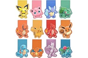 YFCHOTI 12 Pieces Magnetic Bookmark Set for Children, Colourful Cartoon Anime Magnet Bookmarks Book Reading Accessories, Party Bags, Small Gifts for Friends, Teachers, Students, First Day of School