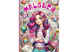 Malbuch für Coole Mädchen Geschenk ab 10 Jahren: Beschäftigungsbuch mit 50 Motiven (Portraits, Muster, Tiere, Pferde) für Mädchen und Teenager