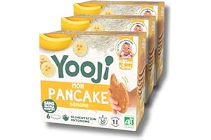 Yooji - Lot x3 Pancakes Banane Bio pour 9 goûters bébé dès 8 mois sans sucre ajouté - Introduction purée morceaux, Alimentation autonome et DME