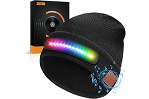 ZOOI Gifts for Men, Bluetooth Beanie Hat with LED, Stocking Fillers for Mens Gifts for Him Secret Santa Gifts for Men Who Have Everything Gadgets for Mens Gifts for Dad