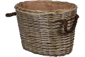 UNUS Cestini ovali intrecciati in vimini con manici in corda (grande)