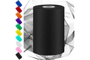 Swpeet 6 Zoll durch 100 Yards schwarze Tüll Stoff Rolle, Stoff Spule Tüll Band, Netz Polyester Spule Ideal für DIY handgemachte Geburtstagsparty Hochzeit Dekorationen Weihnachten Handwerk Zubehör