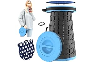 ALEVMOOM Taburete telescópico portátil plegable con cojín, taburetes plegables retráctiles, asiento ligero con capacidad de carga de 440 libras para camping, senderismo, pesca, cola