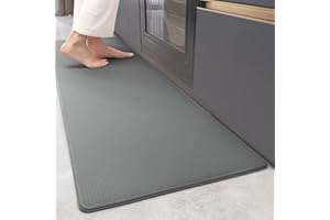 COLOR&GEOMETRY Color G Tapis Cuisine 44 x 150 cm, Rebondissable Cuir Tapis de Cuisine Antidérapant et Lavable, Confortable Tapis Cuisine Devant Evier Imperméable pour Cuisine, Salon, Bureau (Gris)