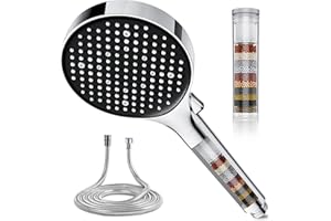 Magichome 25-Stage Hard Water Filter Shower Head with 1.5m Hose, 6 Modes High Pressure Filtered Shower Head for Residual Chlorine Removal, Ideal for Dry Skin & Hair Care