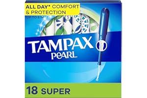 Tampax Pearl Tampons super absorbants, avec tresse anti-fuite, non parfumés, 18 pièces