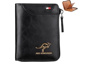 UFYVPKS Mens Wallet, RFID Blocking Slim Flip Wallets, Credit Card Holder, Leather Zipped Wallets for Men,Holds up to 14 Cards, 1 Bank Notes,Credit Card Slots, ID Window,etc
