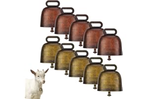 Auidy_6TXD 10 Stück Kuhglocke Handwerk Glocken Ziegenglocke Bauernhof Tierglocke Sehr Laute Kupferglocken Metall Haustier Glocken für Rinder Kuh Pferd Schafe