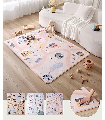AKCILA Lima Kinderteppich Hase 100x150cm - Lila Spielteppich Für Kinderzimmer