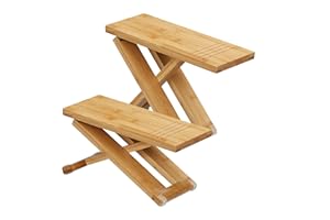 Relaxdays Taburete Fisiológico Inodoro, 2 Piezas, Escalón WC, Reposapiés Plegable para IR al Baño 23x12x31 cm, Natural, Bambú